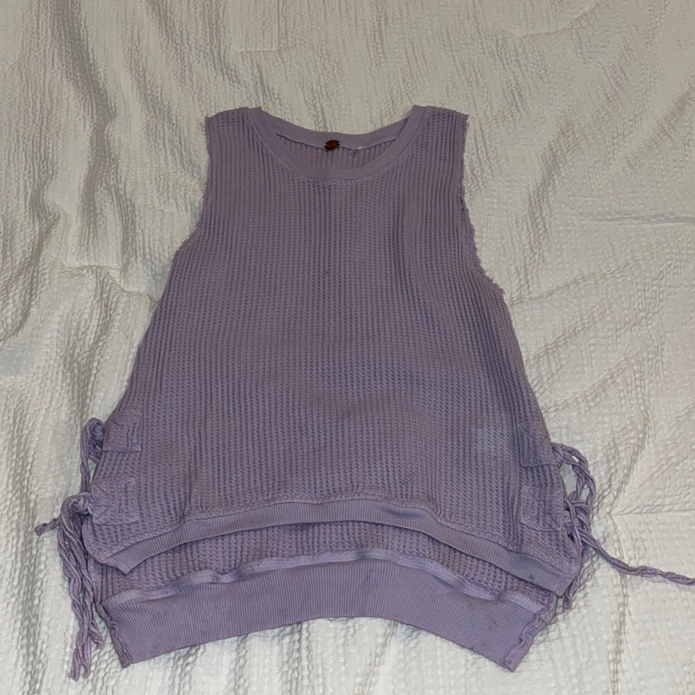 Free people lavender knit tank with tie side detail